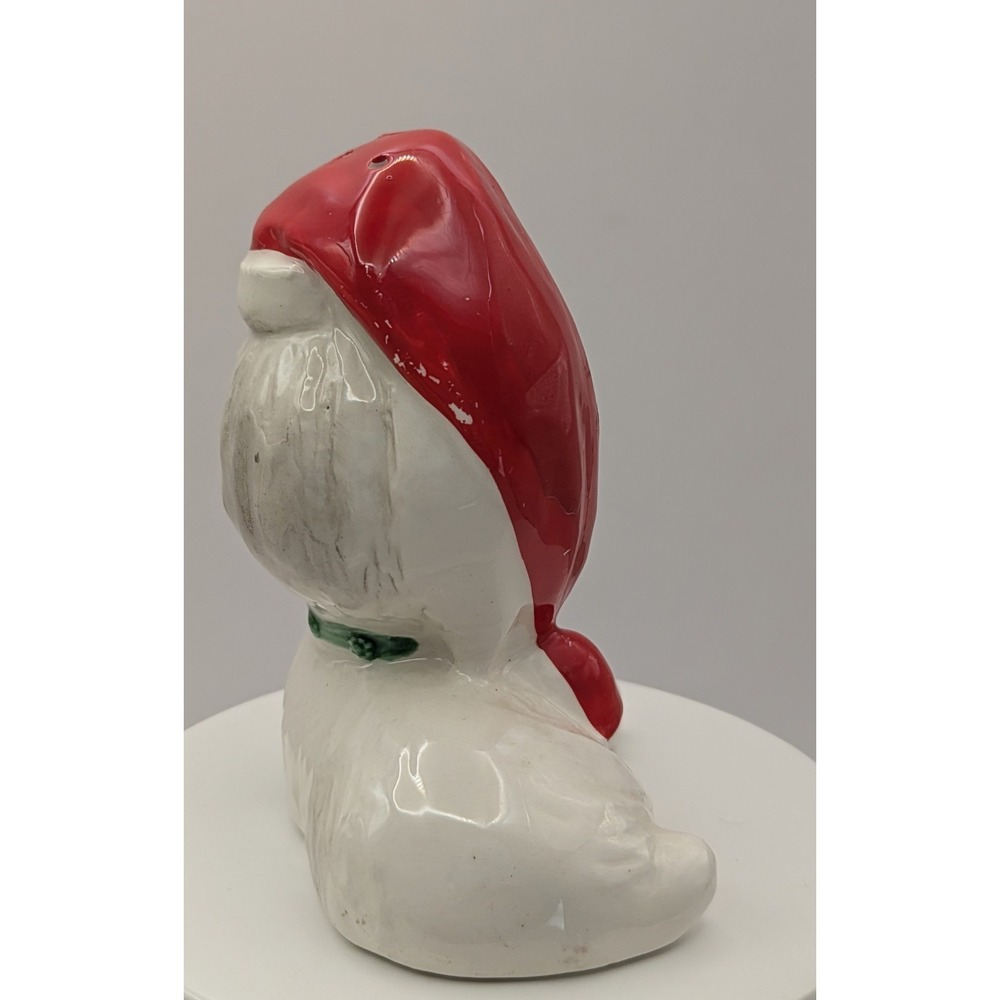 Vintage Christmas White Dogs Salt And Pepper Shakers X-488 Santa Hat. Japan - Picture 12 of 16